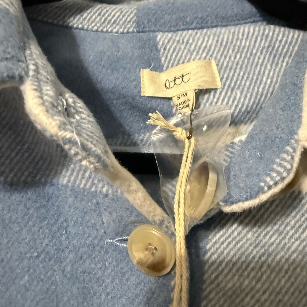 OTT NWT Blue and Cream Plaid Shacket- S/M, M/L - Picture 3 of 7